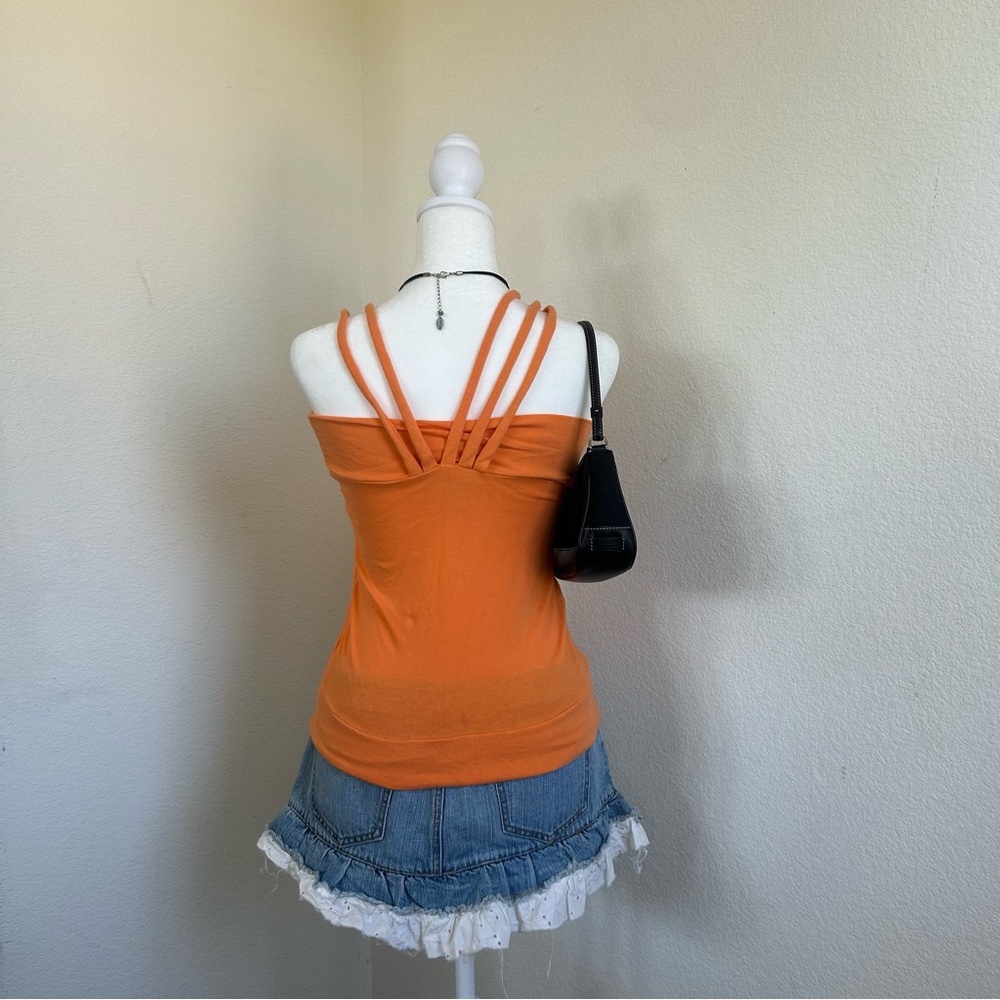 Y2K Vintage Orange One Shoulder Tank - Picture 4 of 16